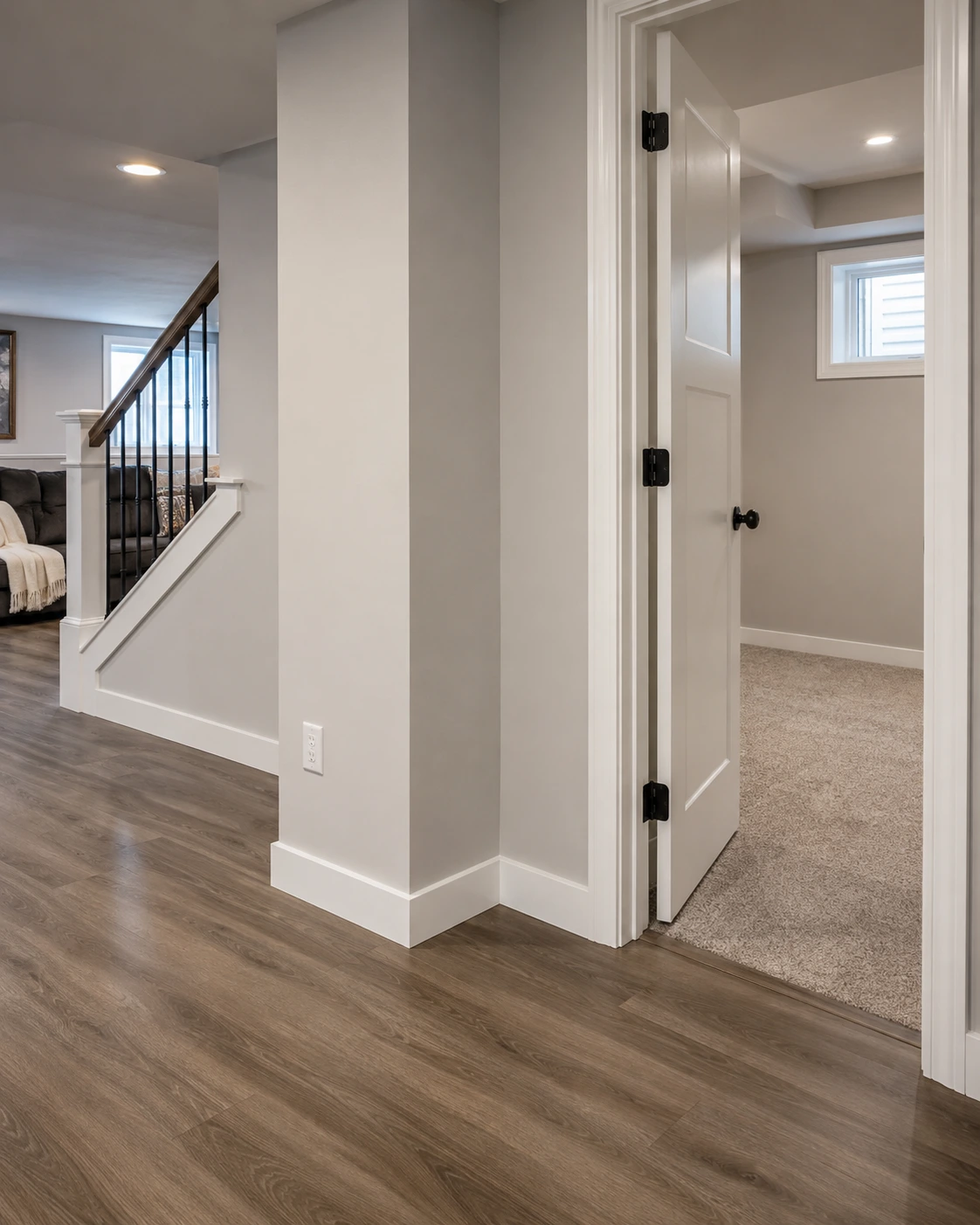 Finished basement trim, baseboards and interior details