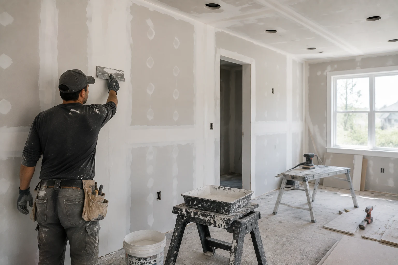 Drywall repair and smooth finishing prepared for paint in a GTA home