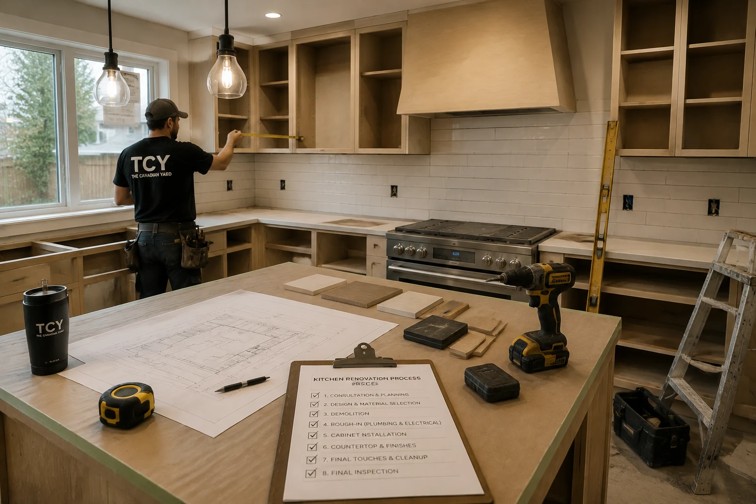 Drywall finishing and interior painting work creating smooth walls in a Toronto home