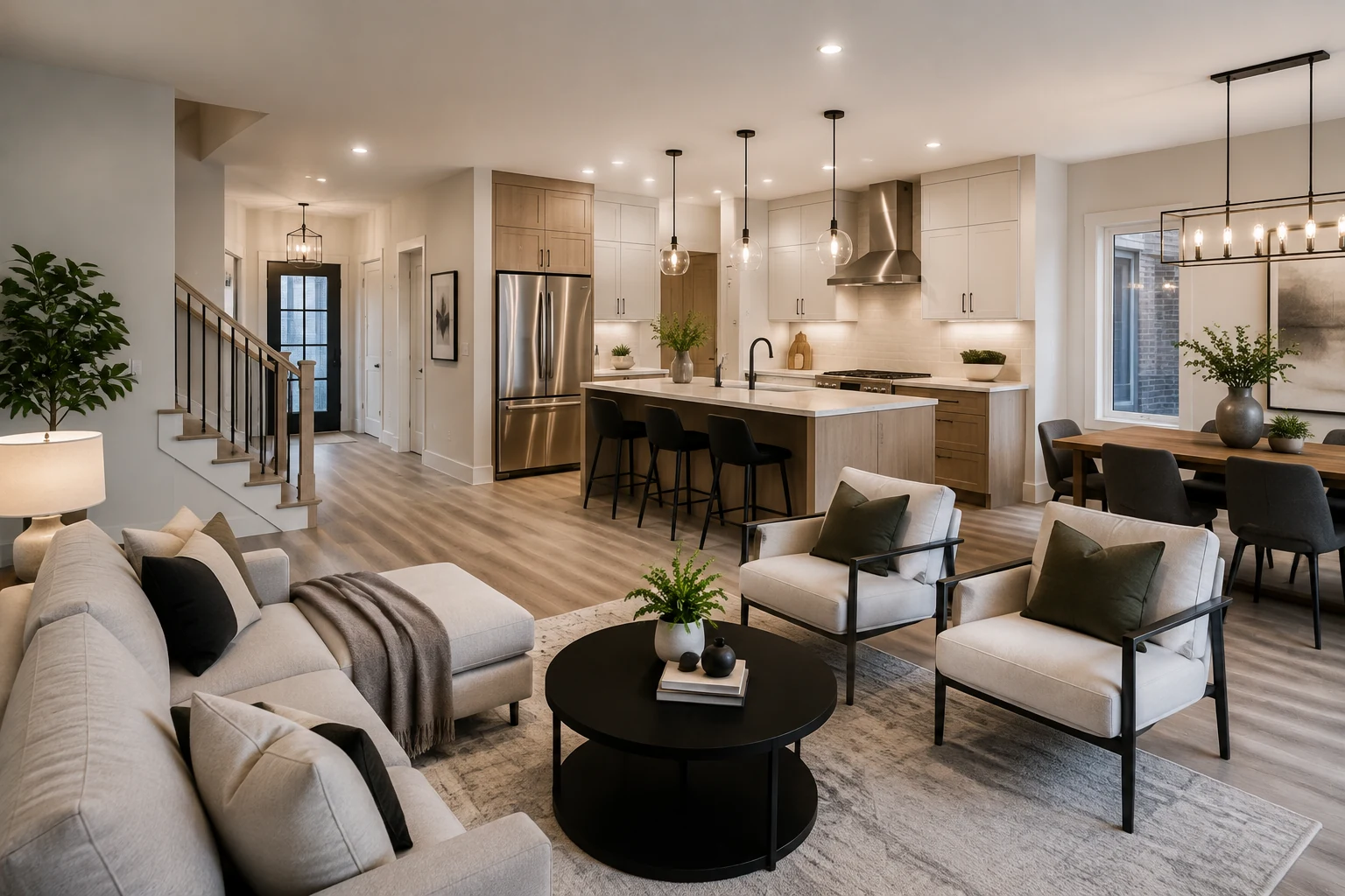 Modern Toronto home interior with smooth painted walls, upgraded flooring and finished trim
