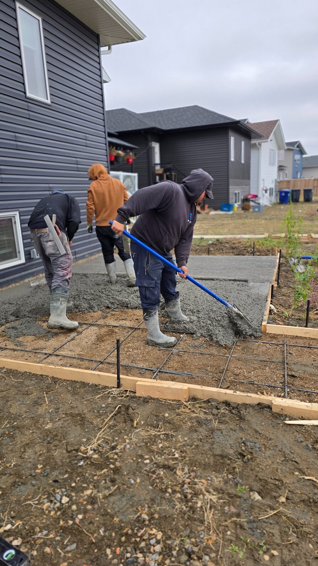 Concrete pour for a pathway in Saskatoon