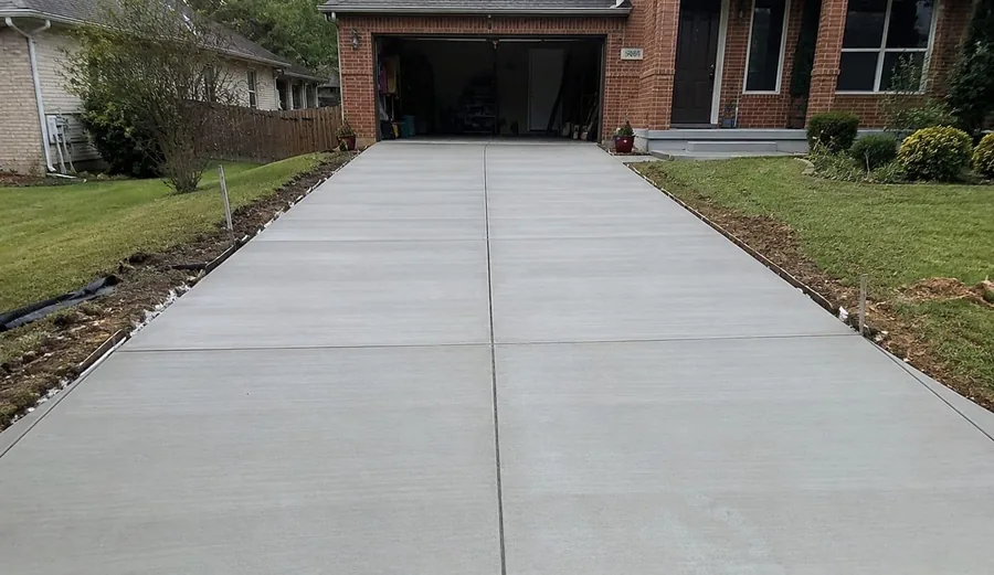 Completed residential concrete driveway in Saskatoon