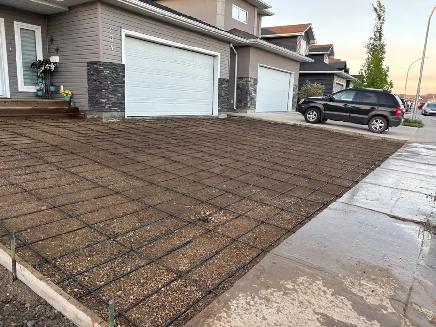 Rebar reinforcement prepared for residential concrete work in Saskatoon