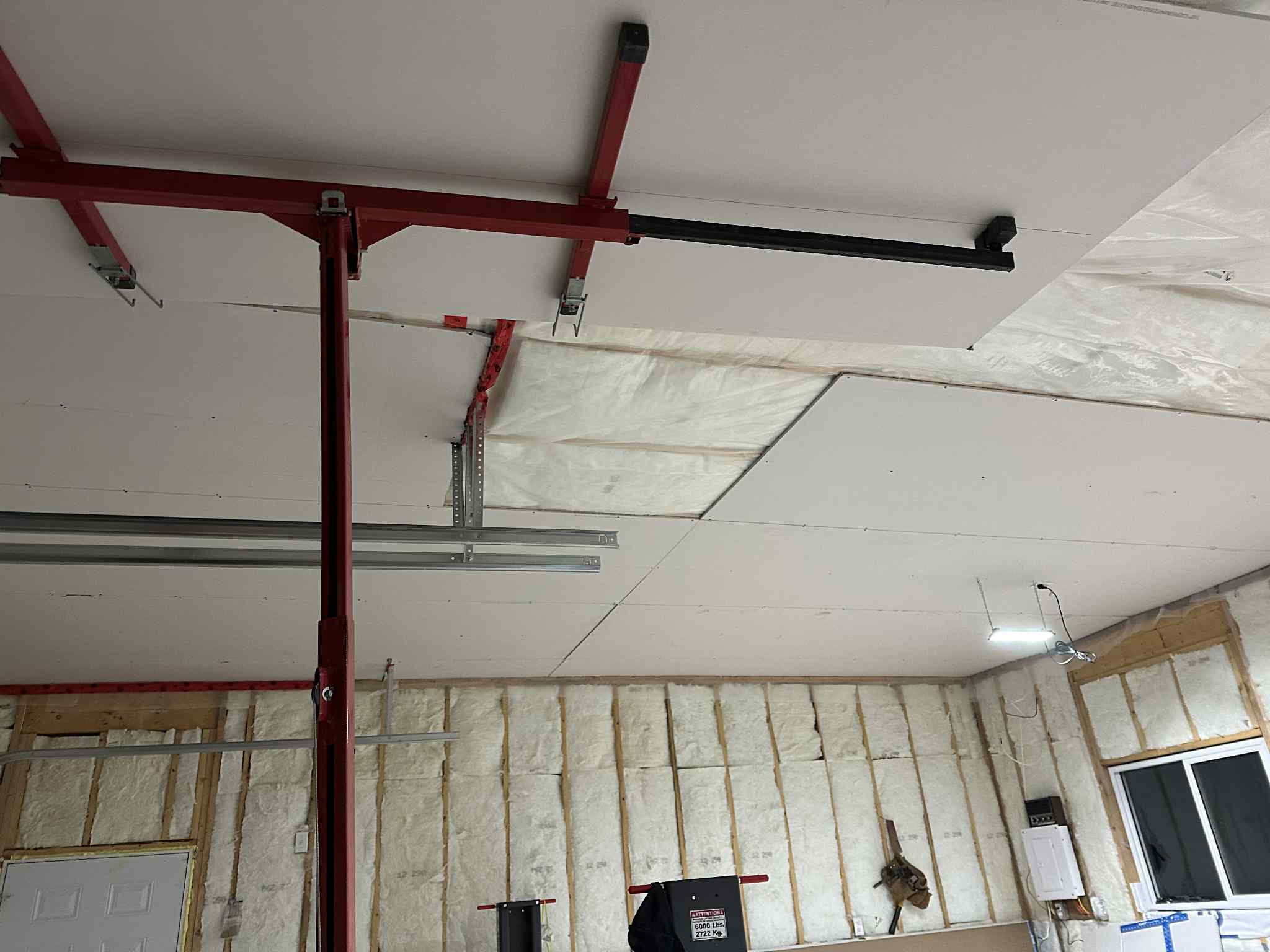 Drywall ceiling mudding close up